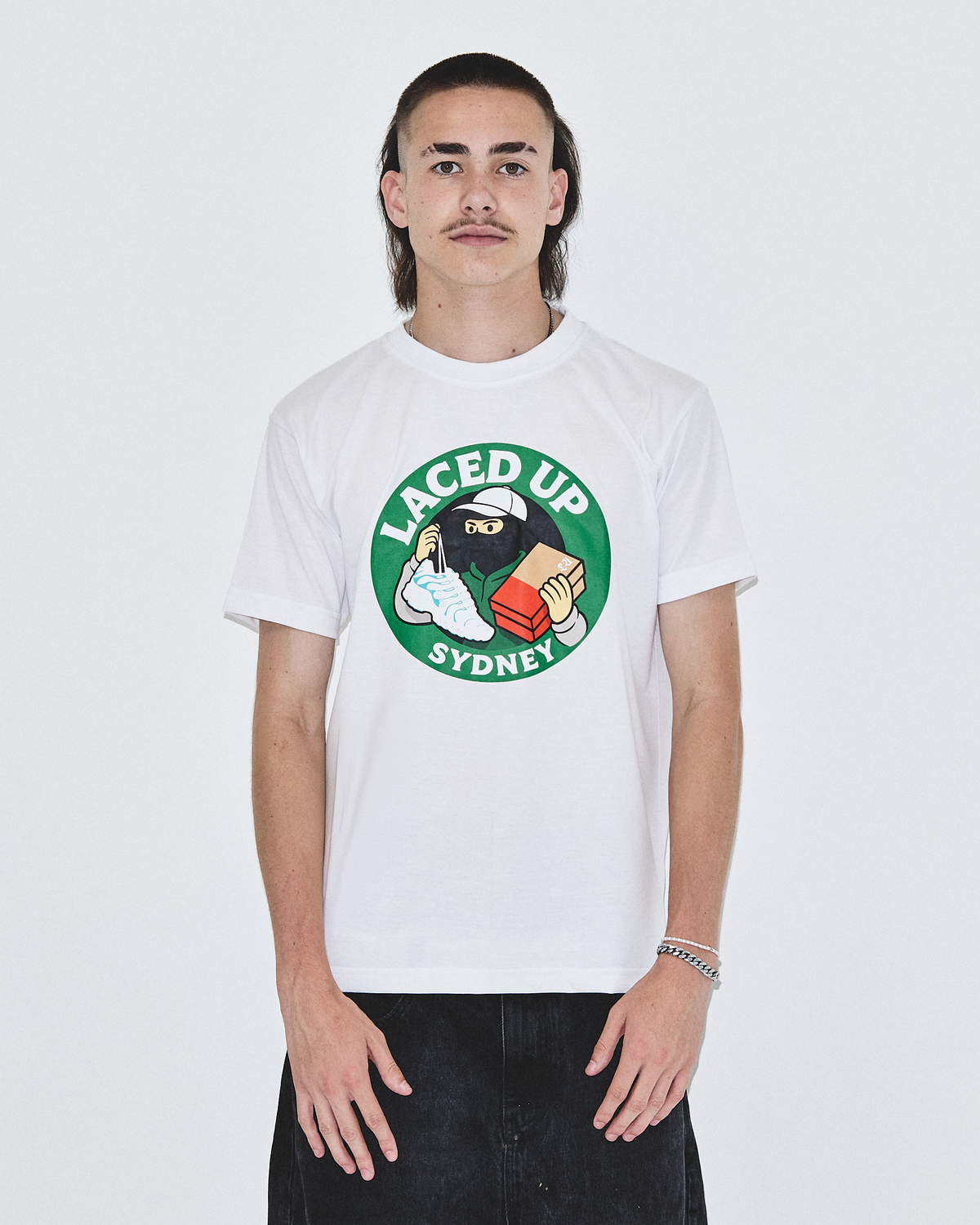 Laced Up Sydney Tee White