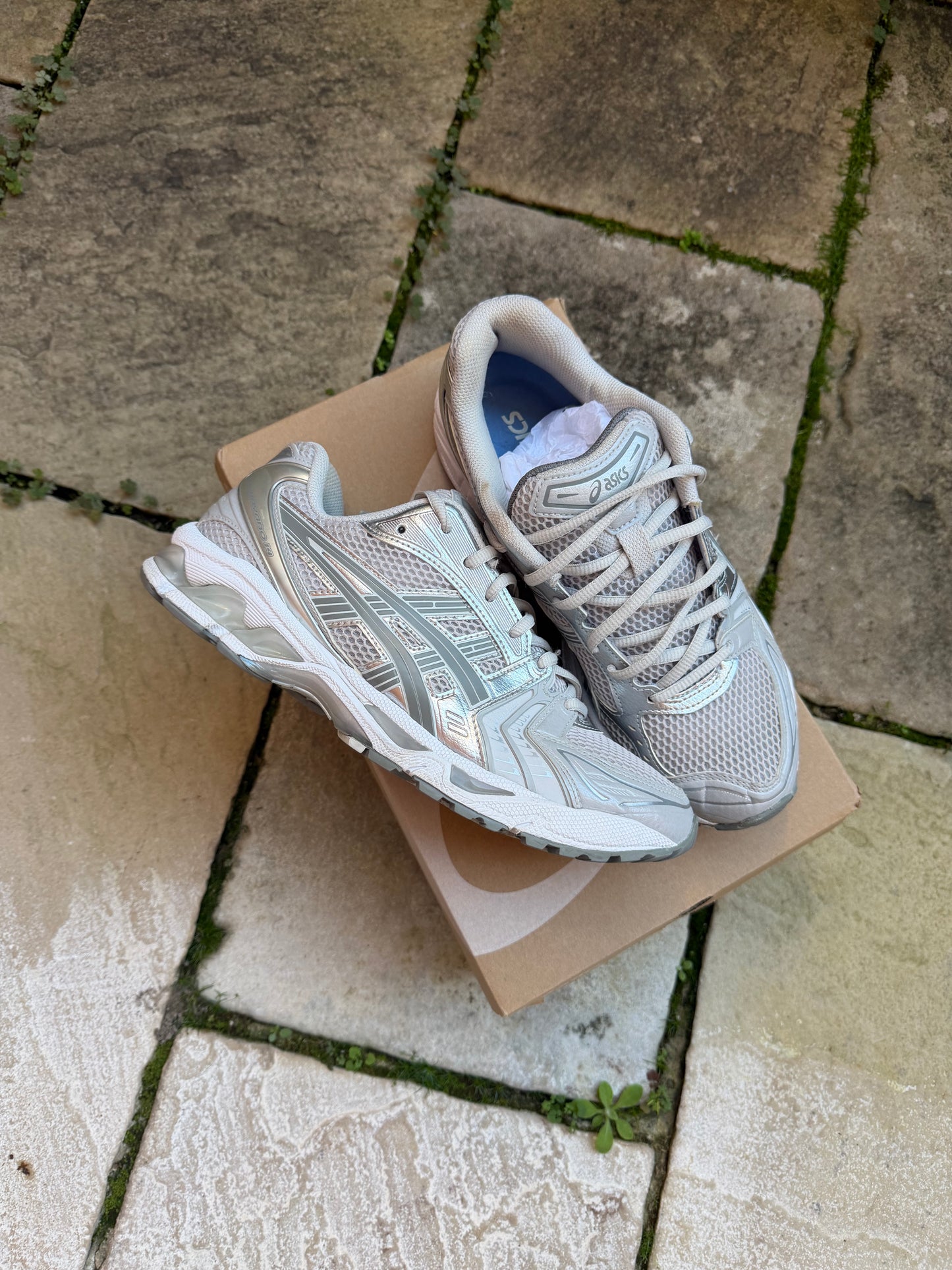 ASICS GEL KAYANO 14 "Birch/ Dark Pewter" US10 Women's/ 9 Men's